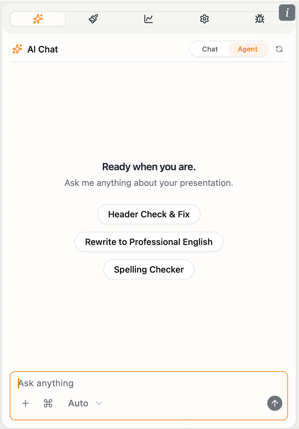 offgen AI assistant panel inside PowerPoint