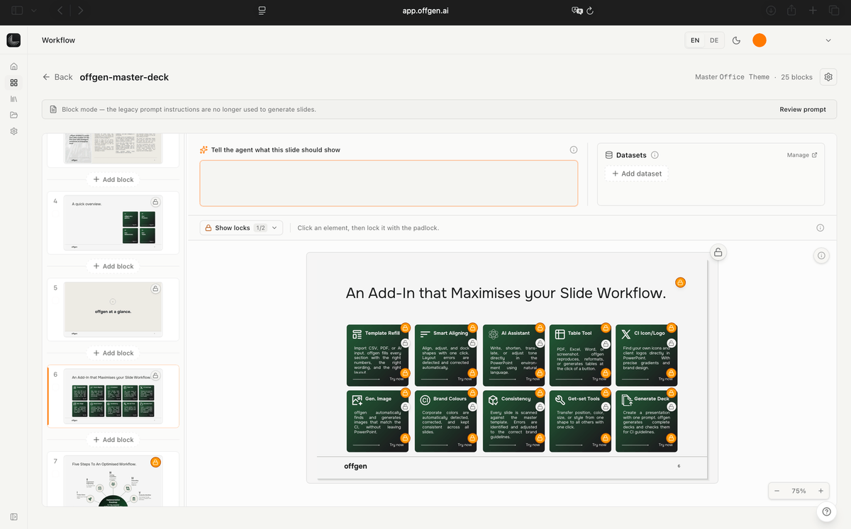 Reviewer-Edits in PowerPoint, die eine Skill-Konfiguration verbessern.